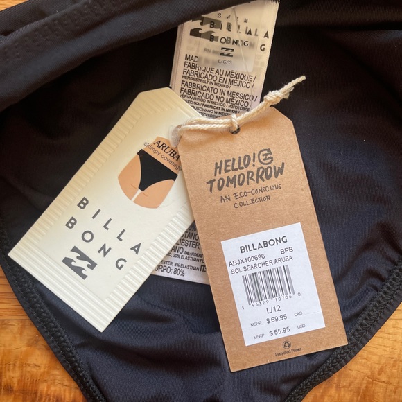 Billabong High Rise High Leg Aruba Black Bikini Bottoms - Picture 10 of 10